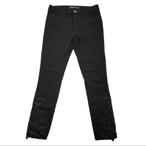 Express Skinny Jeans Black Embroidered Lace Ankle Denim Jeggings Size 6L